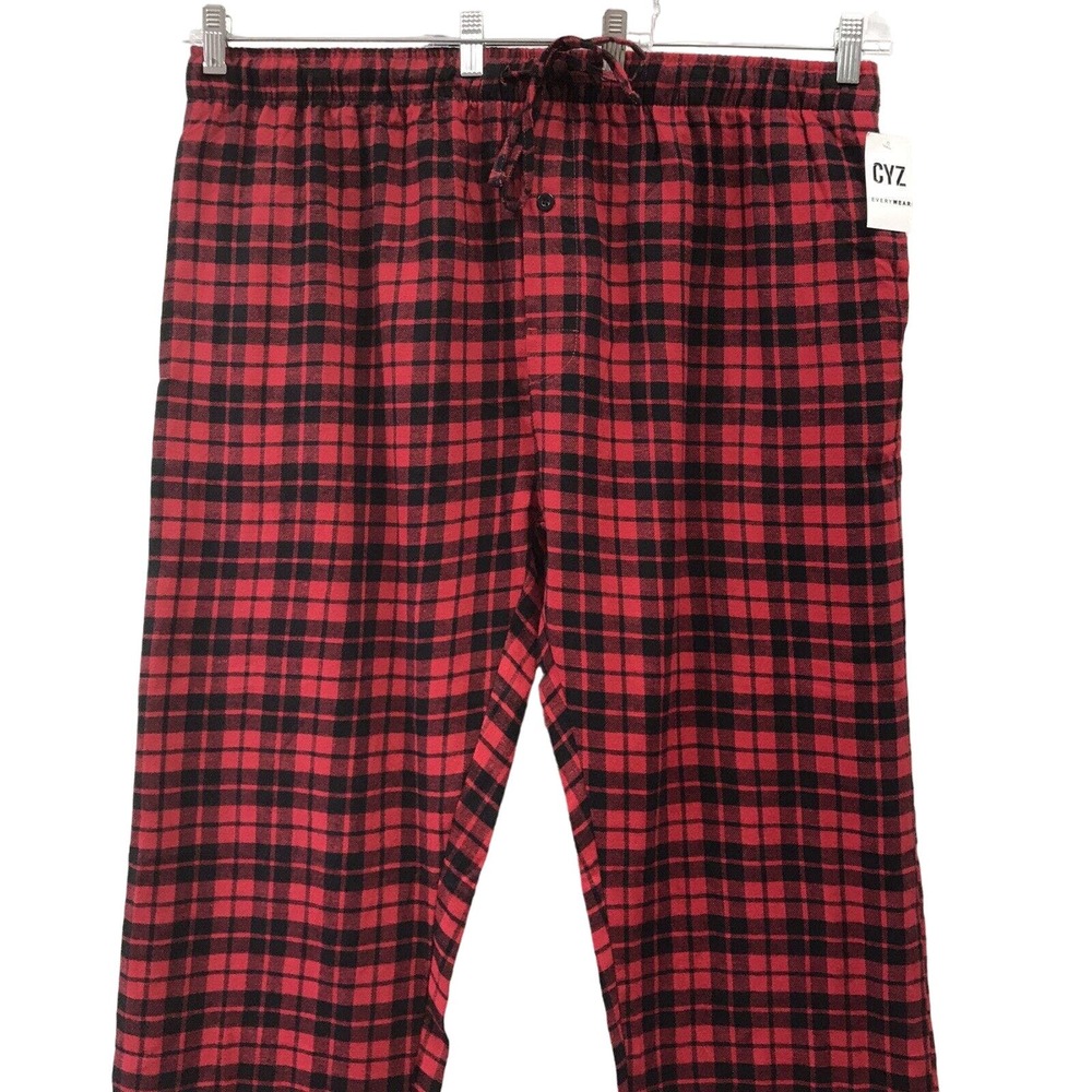 CYZ Lounge Pants 2XL Red Black Plaid Check Elastic Waist Drawstring